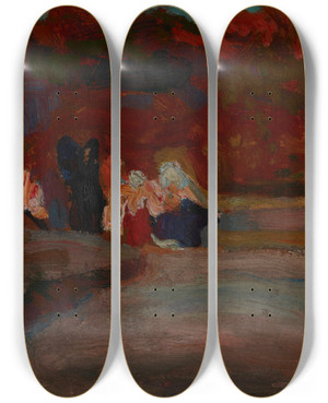 Triptych art skateboard deck of Jan Stanislawski From The Botanical Garden In Kyiv by Jan Stanislawski (1860-1907)