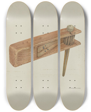 Triptych art skateboard deck of William Kieckhofel Rattle by William Kieckhofel (20-)
