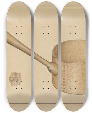 Triptych art skateboard deck of Adelaide Dyball Shaker Wooden Dipper by Adelaide Dyball