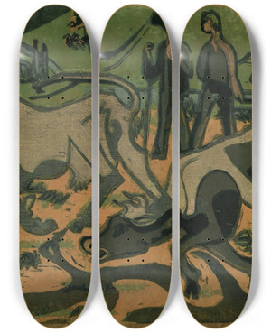 Triptych art skateboard deck of Ernst Ludwig Kirchner Khe Im Frhling_2 by Ernst Ludwig Kirchner (1880-1938)