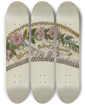 Triptych art skateboard deck of Florence Truelson Patchwork Quilt Section_1 by Florence Truelson