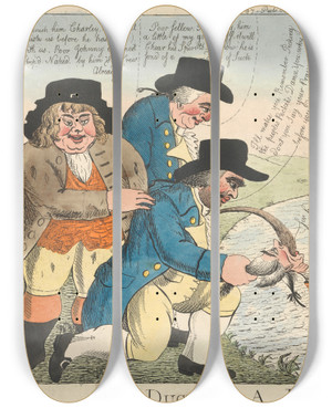 Triptych art skateboard deck of William Okeefe Ducking A Pickpocket by William Okeefe