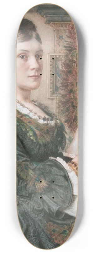Edward John Poynter - The Peacock Fan 8.25 inch art skate deck
