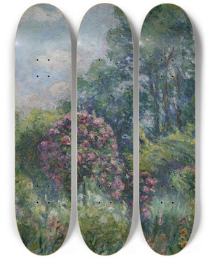 Triptych art skateboard deck of Blanche Hoschedmonet La Roseraie Giverny Maison De Monet by Blanche Hoschede Monet (1865-1947)