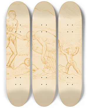 Triptych art skateboard deck of Jn Novk Figurlna Kompozcia_4 by Jan Novak (1921-1944)