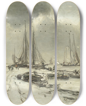 Triptych art skateboard deck of Louis Apol Volendam by Louis Apol (1850-1936)
