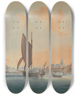 Triptych art skateboard deck of William Marlow Rochester by William Marlow (1740-1813)
