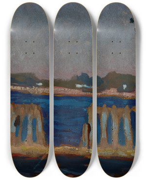 Triptych art skateboard deck of Jan Stanislawski Fence On The River by Jan Stanislawski (1860-1907) Triptych art skateboard deck of Jan Stanislawski Fence On The River by Jan Stanislawski (1860-1907)