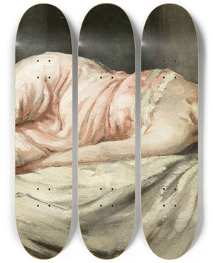 Triptych art skateboard deck of Allan Douglas Davidson Reclining Model by Allan Douglas Davidson (1873-1932)