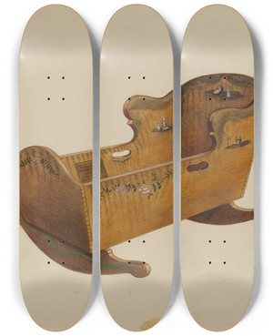 Triptych art skateboard deck of Louis Plogsted Cradle by Louis Plogsted