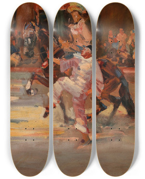 Triptych art skateboard deck of Demeter Koko Zirkusmanege by Demeter Koko (1891-1929)