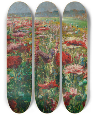 Triptych art skateboard deck of Olga Wisingerflorian Blhender Mohn by Olga Wisinger-Florian (1844-1926)
