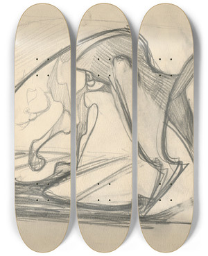 Triptych art skateboard deck of Jn Novk Cat by Jan Novak (1921-1944)