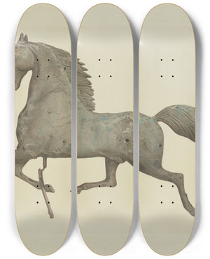 Triptych art skateboard deck of American 20Th Century Horse Weather Vane_1 by American 20Th Century