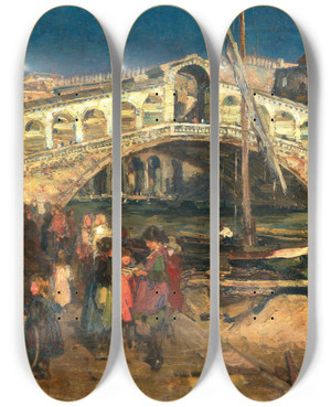 Triptych art skateboard deck of Beppe Ciardi Venice View Of The Rialto Bridge by Beppe Ciardi (1875-1932) Triptych art skateboard deck of Beppe Ciardi Venice View Of The Rialto Bridge by Beppe Ciardi (1875-1932)