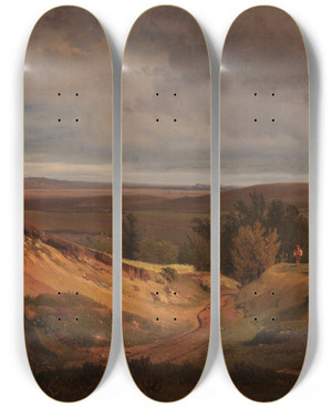 Triptych art skateboard deck of Louis Gurlitt Heidelandschaft Bei Silkeborg In Jtland Dnemark by Louis Gurlitt (1812-1897) Triptych art skateboard deck of Louis Gurlitt Heidelandschaft Bei Silkeborg In Jtland Dnemark by Louis Gurlitt (1812-1897)