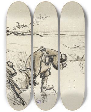 Triptych art skateboard deck of Georges Goursat Sem Rafrachissement Ltang by Georges Goursat (Sem) (1863-1934)