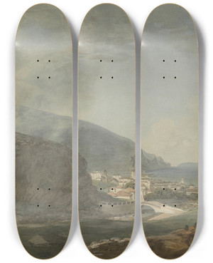 Triptych art skateboard deck of Samuel Davis Funchal Castle Del Oiso Madeira by Samuel Davis (1757-1819)