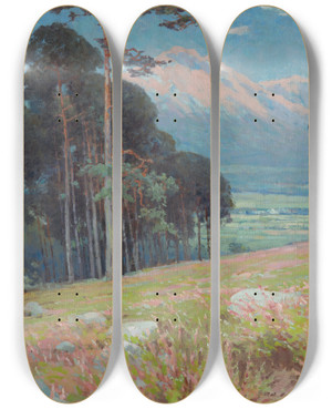 Triptych art skateboard deck of Udovt Ordk Summer Snow In The Tatras by udovt ordk (1865-1937)