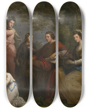 Triptych art skateboard deck of Angelica Kauffmann The Family Of The Earl Of Gower by Angelica Kauffmann (1741-1807)