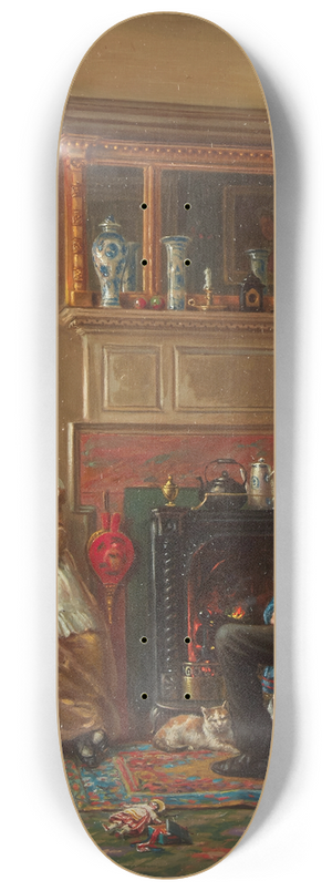 Edward Lamson Henry - By the Fire 8.25 inch art skate deck Edward Lamson Henry - By the Fire 8.25 inch art skate deck