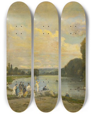 Triptych art skateboard deck of Luigi Loir La Fte Nautique by Loir Luigi (1845-1916)