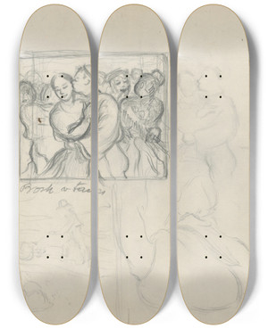 Triptych art skateboard deck of Tefan Polkorb Kiss During A Dance by Stefan Polkorab