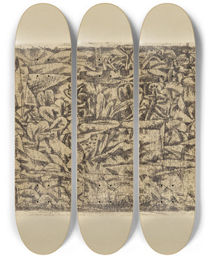 Triptych art skateboard deck of Paul Klee Garten Der Leidenschaft_2 by Paul Klee (1879-1940)