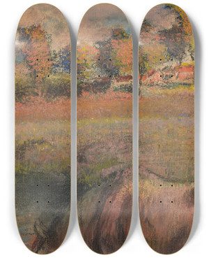 Triptych art skateboard deck of Edgar Degas Cheval Au Bord De La Mare by Edgar Degas (1834-1917)