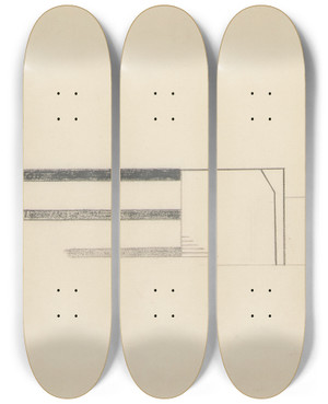 Triptych art skateboard deck of Viking Eggeling Original Drawings 07 by Viking Eggeling (1880-1925)