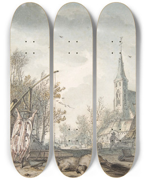 Triptych art skateboard deck of Hendrik Meijer November by Hendrik Meijer (1744-1793)