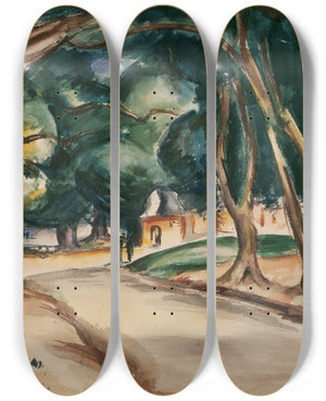 Triptych art skateboard deck of Emile Othon Friesz Allee by Emile Othon Friesz (1879-1949)
