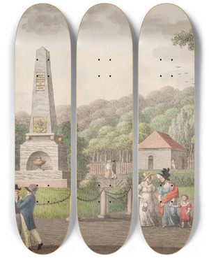 Triptych art skateboard deck of Sren L Lange Frederikskilde Ved Allborg by Soren L Lange (1760-1828)