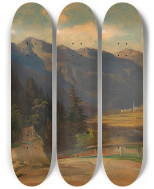 Triptych art skateboard deck of Anton Hansch Gasteinertal by Anton Hansch (1813-1876)