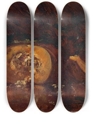 Triptych art skateboard deck of Flix Ziem Nature Morte Au Potiron by Felix Ziem (1821-1911)