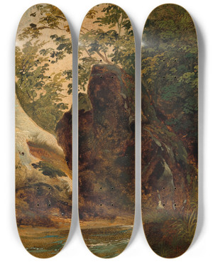 Triptych art skateboard deck of Friedrich Gauermann Waldbach by Friedrich Gauermann (1807-1862)
