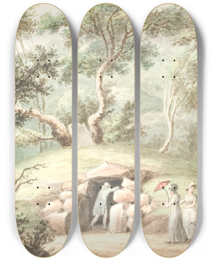 Triptych art skateboard deck of Sren L Lange Gravhj Ved Jgerspris by Soren L Lange (1760-1828)