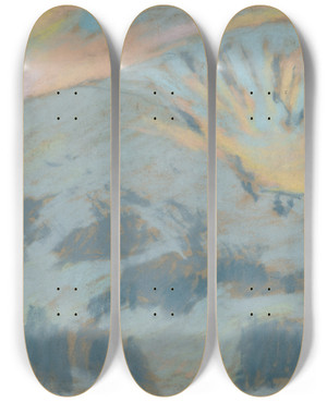 Triptych art skateboard deck of Zolo Palugyay Winter In The High Tatras by Zolo Palugyay (1898-1935)
