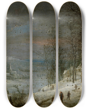 Triptych art skateboard deck of Lucas Van Uden Winterlandschap by Lucas Van Uden (1595-1672) Triptych art skateboard deck of Lucas Van Uden Winterlandschap by Lucas Van Uden (1595-1672)