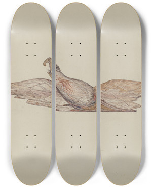 Triptych art skateboard deck of Harriette Gale Small Carved Bellamy Eagle by Harriette Gale