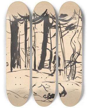 Triptych art skateboard deck of Arnold Peter Weiszkubnan In The Forest by Arnold Peter Weisz-Kubnan (1898-1944)