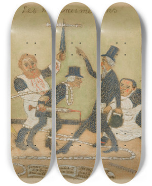 Triptych art skateboard deck of James Ensor The Bad Doctors_1 by James Ensor (1860-1949)