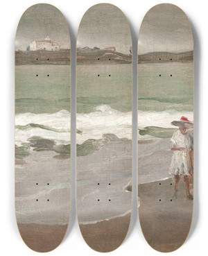 Triptych art skateboard deck of Eliseu Visconti A Igrejinha Copacabana by Eliseu Visconti (1866-1944)