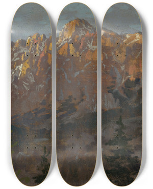 Triptych art skateboard deck of Ferdinand Katona Tatras Motif by Ferdinand Katona (1864-1932)