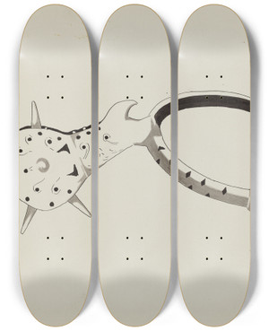 Triptych art skateboard deck of J Henry Marley Spur_1 by J Henry Marley
