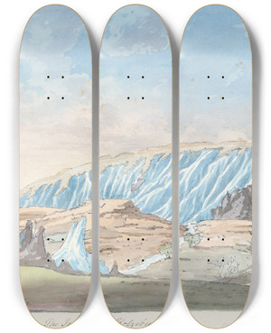 Triptych art skateboard deck of Charles Hamilton Smith The Icebergs Of Kotzebue Sound by Charles Hamilton Smith (1776-1859)