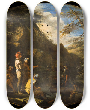 Triptych art skateboard deck of Salvator Rosa Landscape With Armed Men_1 by Salvator Rosa (1615-1673) Triptych art skateboard deck of Salvator Rosa Landscape With Armed Men_1 by Salvator Rosa (1615-1673)