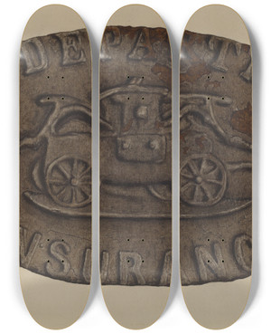 Triptych art skateboard deck of Emile Cero Firemark_4 by Emile Cero