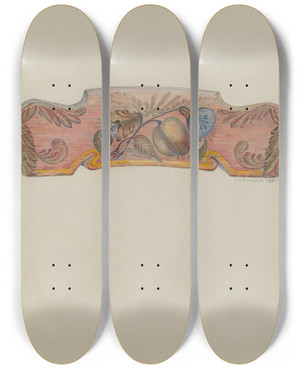 Triptych art skateboard deck of Austin L Davison Chair Back Decoration by Austin L Davison