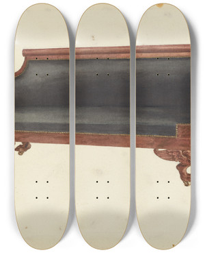 Triptych art skateboard deck of Elizabeth Curtis Sofa by Elizabeth Curtis